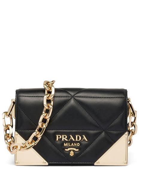 prada quilted nappa leather chain shoulder bag|PRADA Soft Calfskin Impunture Diagramme Medium Chain Flap .